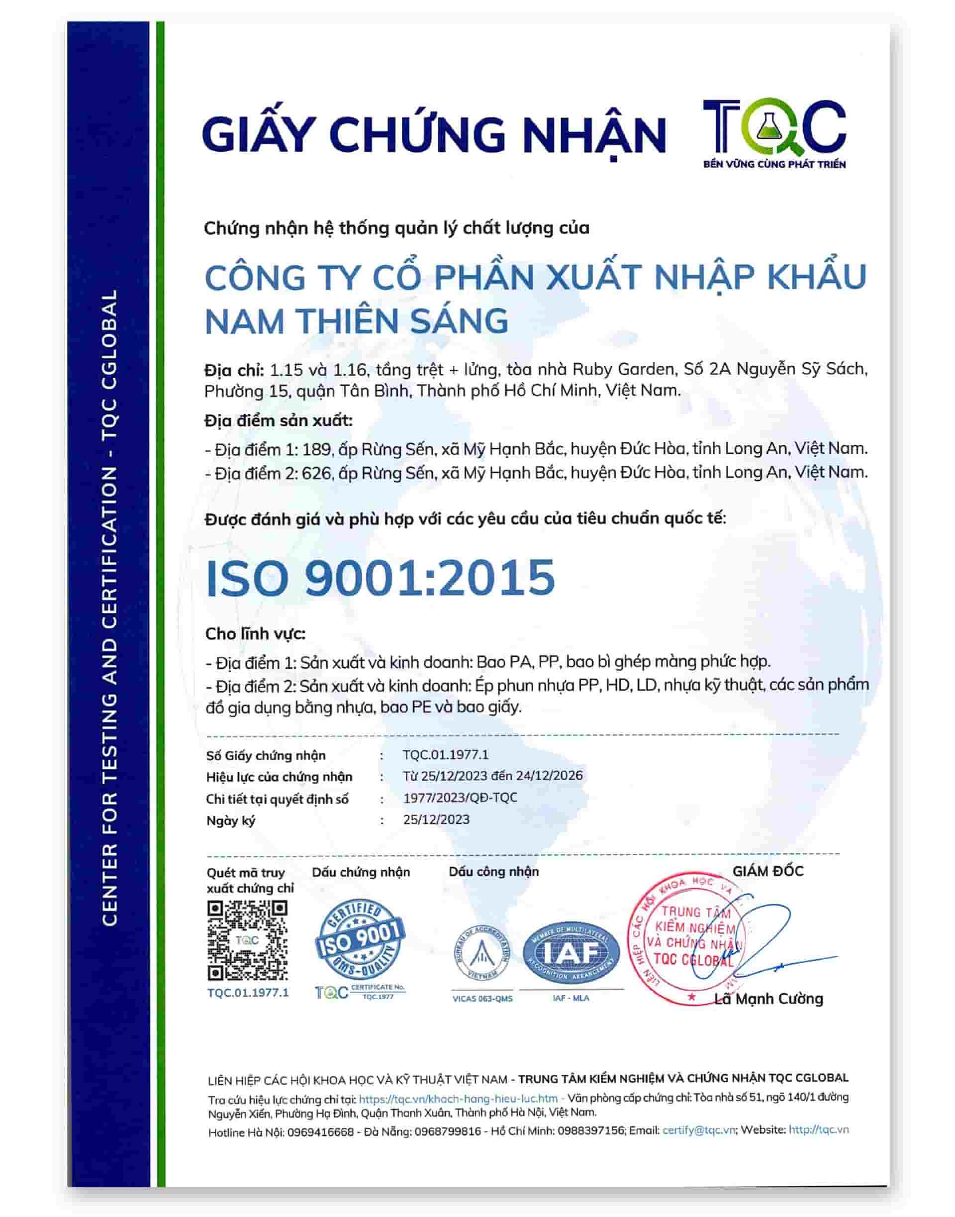 Chứng chỉ iso